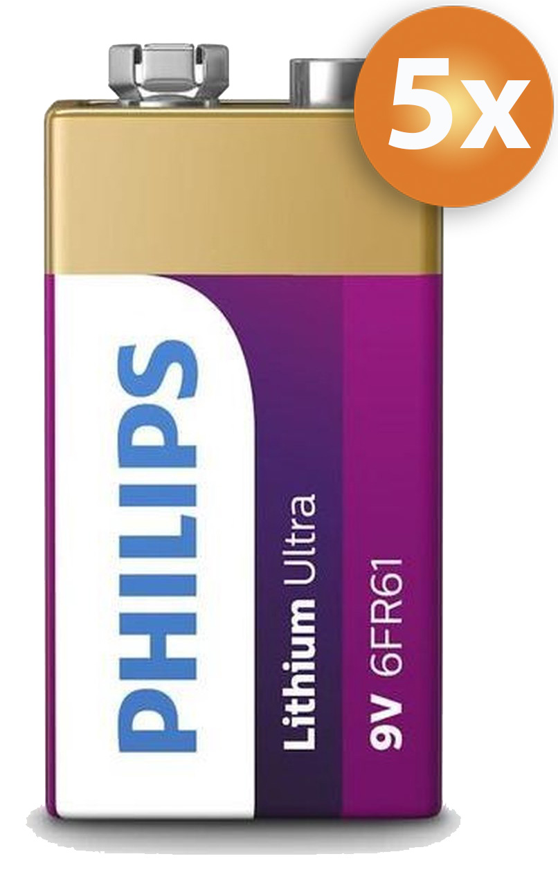 piramide adelaar Somatische cel Voordeelpak 5 stuks Philips 9V Lithium batterijen | Saake-shop.be
